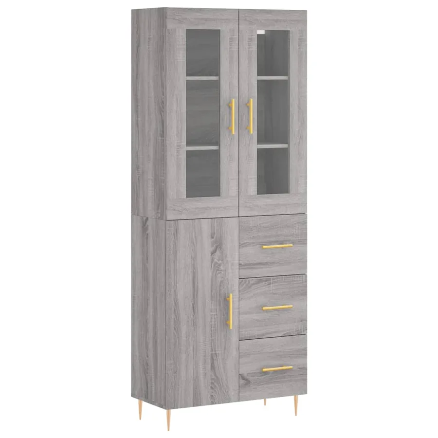 Buffet haut Sonoma gris 69,5x34x180 cm Bois d'ingénierie - 2