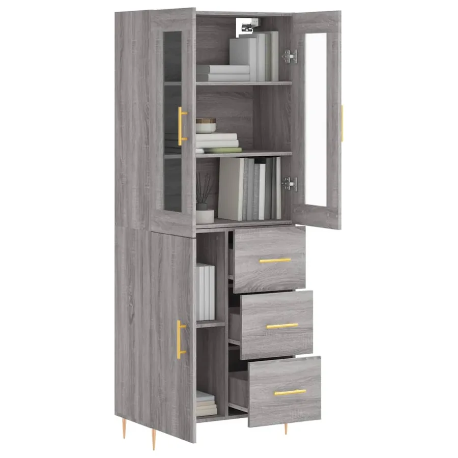 Buffet haut Sonoma gris 69,5x34x180 cm Bois d'ingénierie - 3