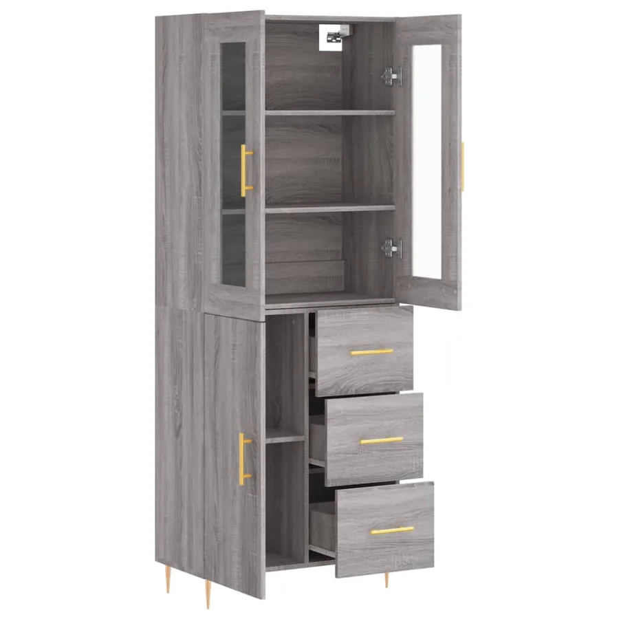 Buffet haut Sonoma gris 69,5x34x180 cm Bois d'ingénierie - 4