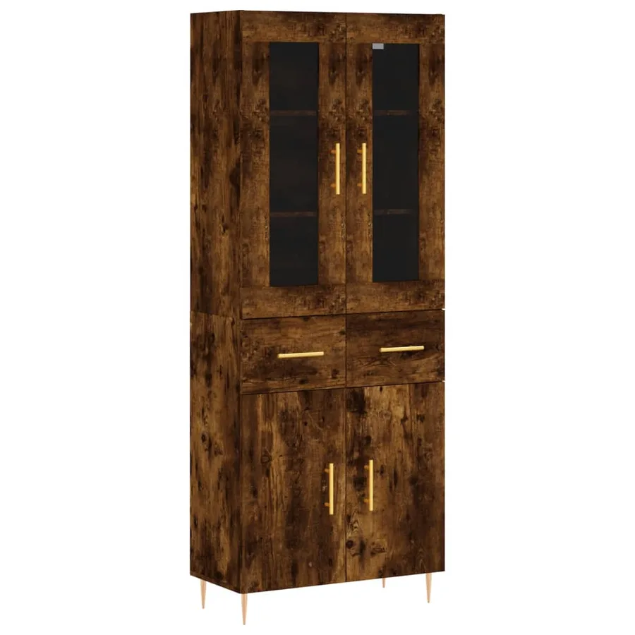 Buffet haut Chêne fumé 69,5x34x180 cm Bois d'ingénierie - 2