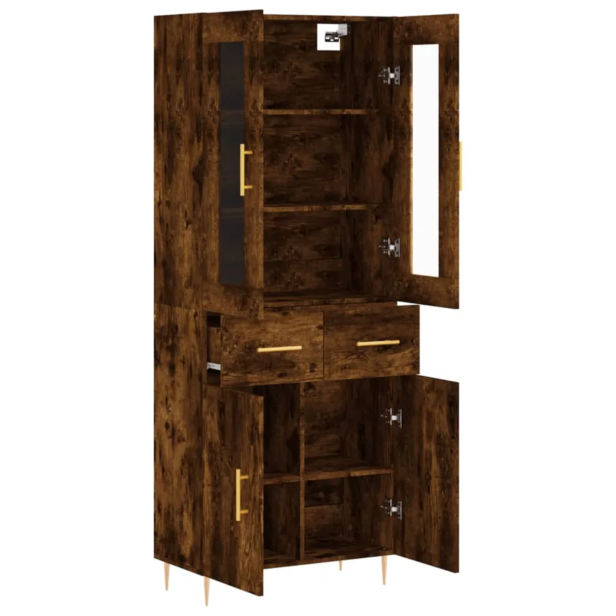 Buffet haut Chêne fumé 69,5x34x180 cm Bois d'ingénierie - 4