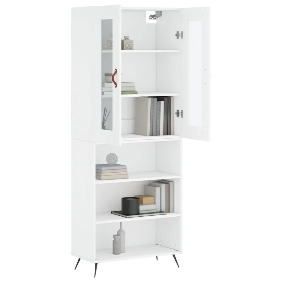 Buffet haut Blanc 69,5x34x180 cm Bois d'ingénierie - 11