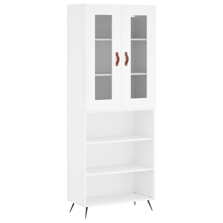 Buffet haut Blanc 69,5x34x180 cm Bois d'ingénierie - 2