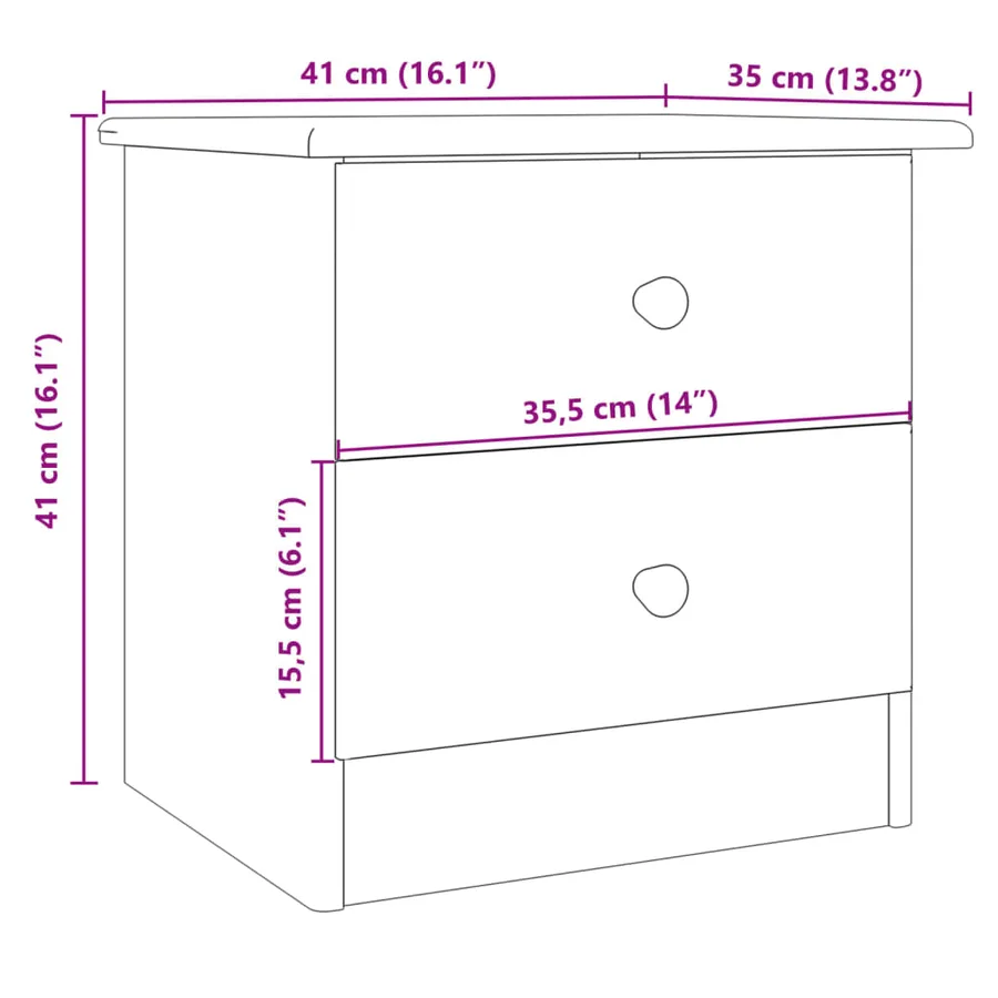 Table de chevet ALTA 41x35x41 cm bois de pin massif - 9