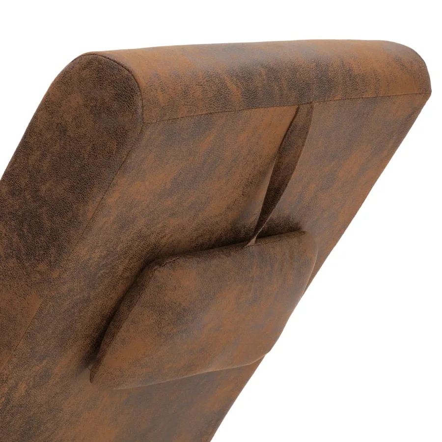 Chaise longue de massage avec oreiller Marron Similicuir daim - 6