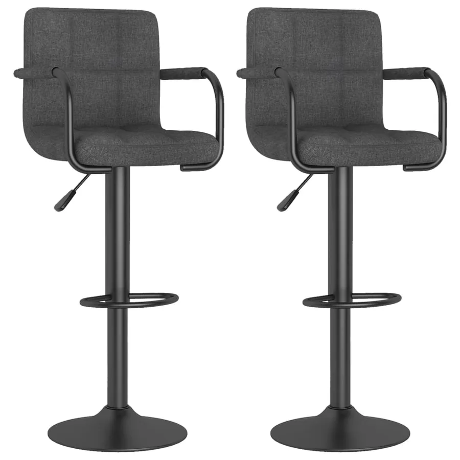Tabourets de bar lot de 2 gris foncé tissu - 2