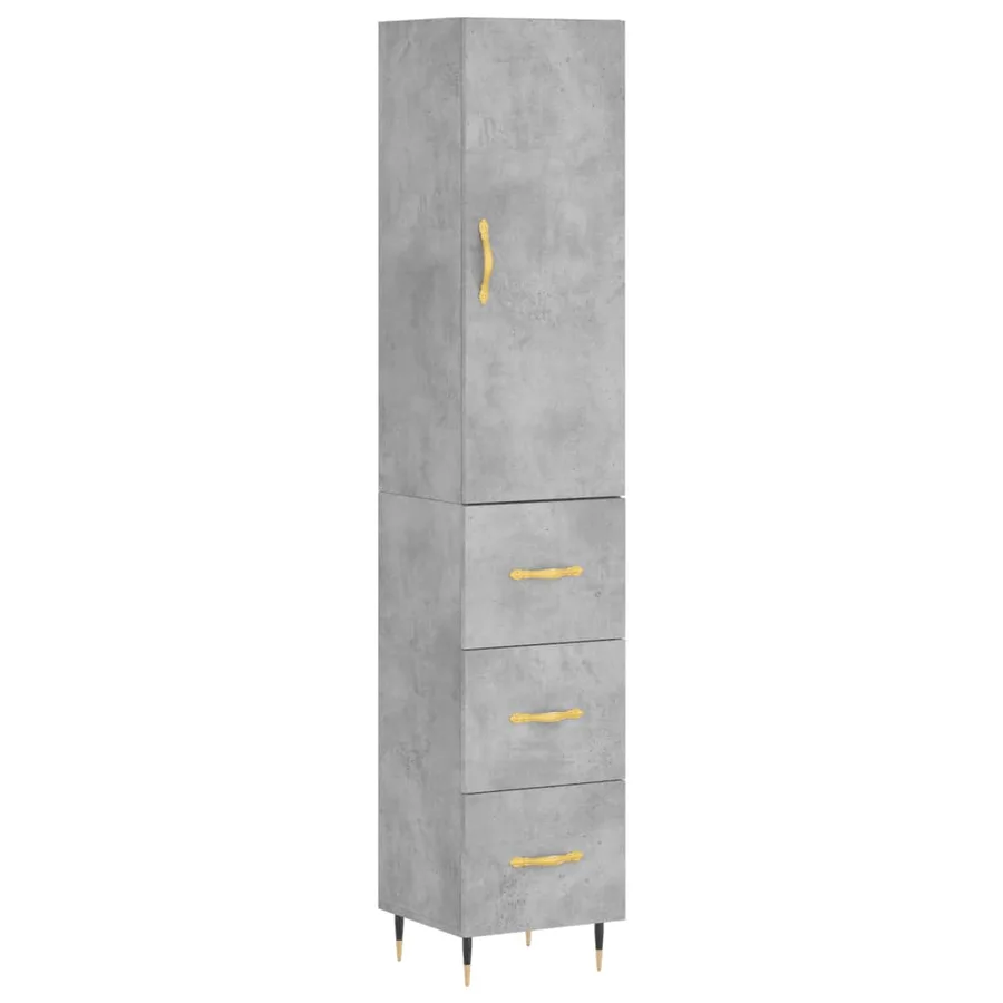 Buffet haut Gris béton 34,5x34x180 cm Bois d'ingénierie - 2