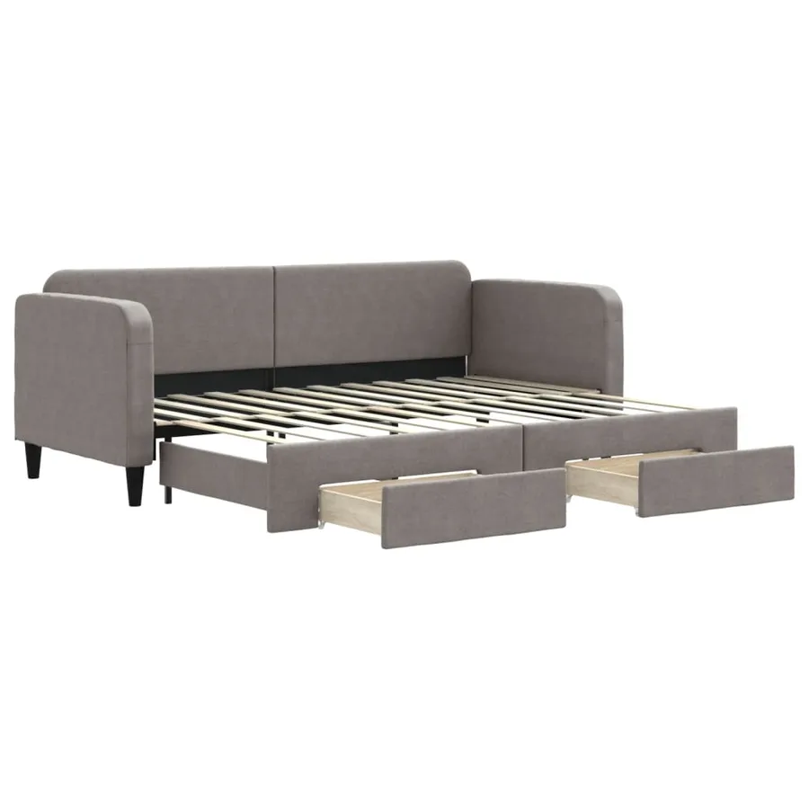 Lit de jour avec gigogne et tiroirs sans matelas taupe 80x200cm - 2