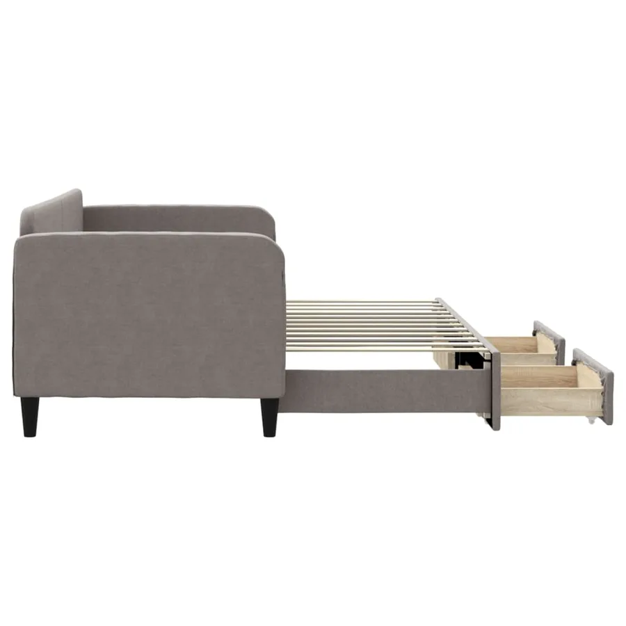 Lit de jour avec gigogne et tiroirs sans matelas taupe 80x200cm - 4
