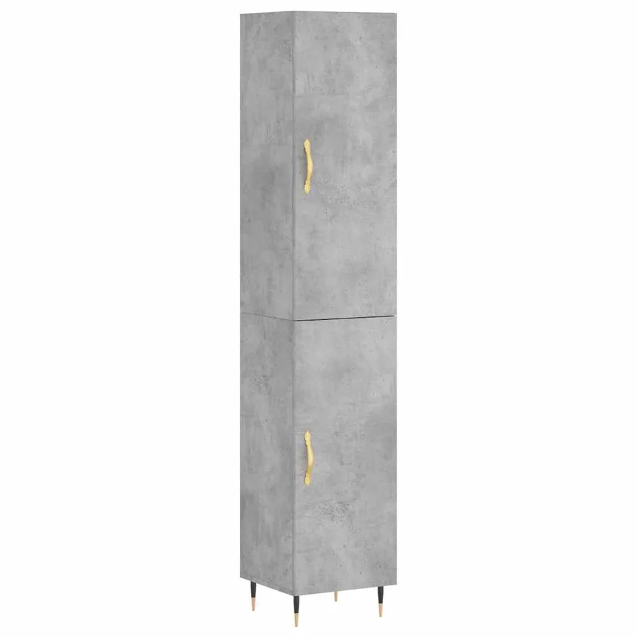 Buffet haut Gris béton 34,5x34x180 cm Bois d'ingénierie - 2