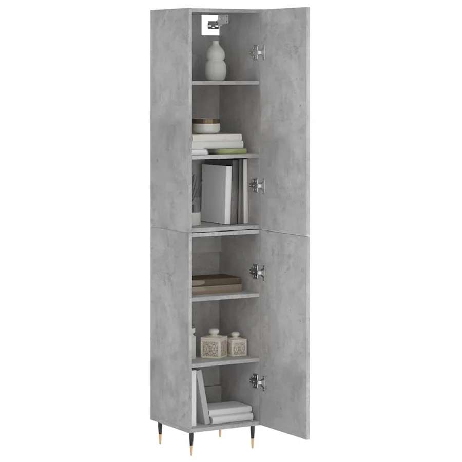 Buffet haut Gris béton 34,5x34x180 cm Bois d'ingénierie - 3