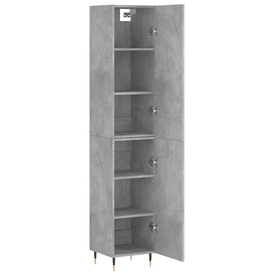 Buffet haut Gris béton 34,5x34x180 cm Bois d'ingénierie - 4