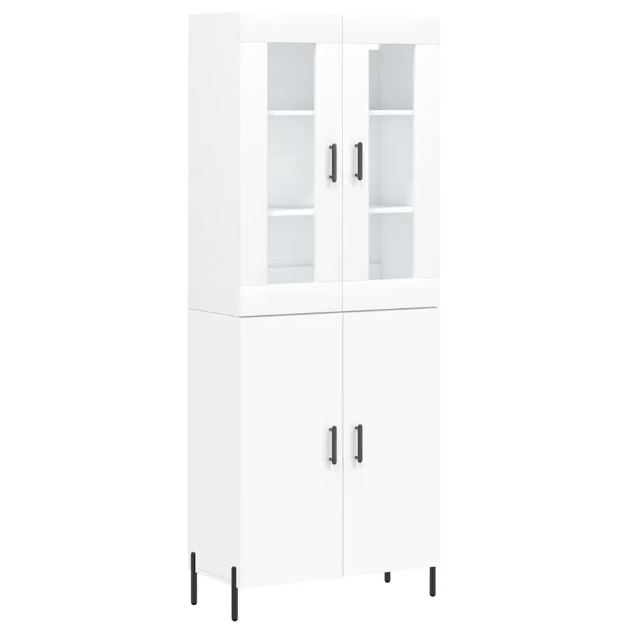 Buffet haut Blanc 69,5x34x180 cm Bois d'ingénierie - 2