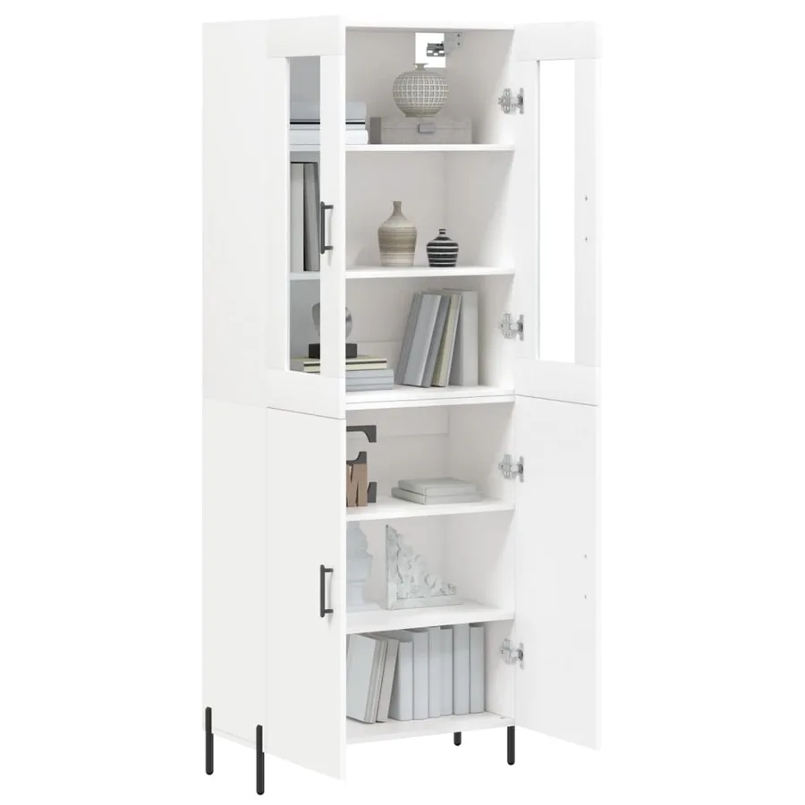 Buffet haut Blanc 69,5x34x180 cm Bois d'ingénierie - 3