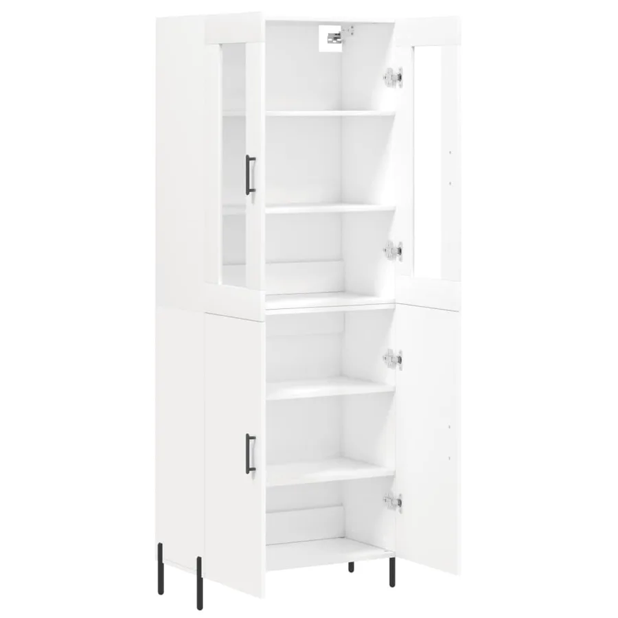 Buffet haut Blanc 69,5x34x180 cm Bois d'ingénierie - 4