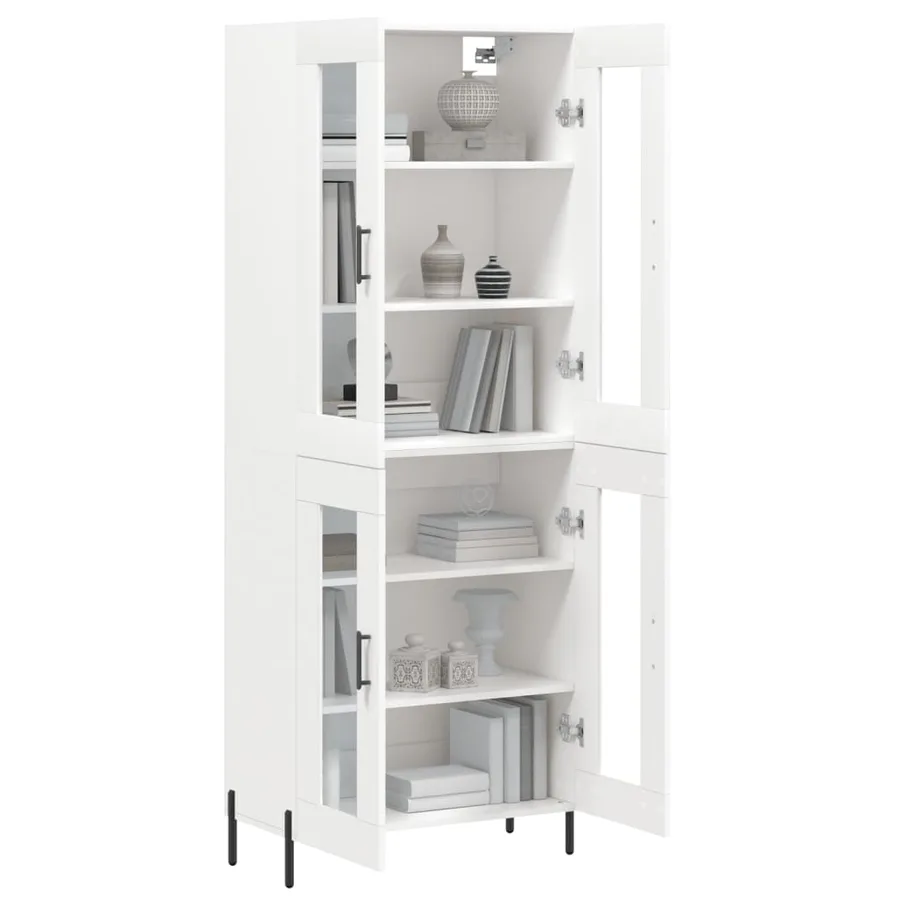 Buffet haut Blanc 69,5x34x180 cm Bois d'ingénierie - 3