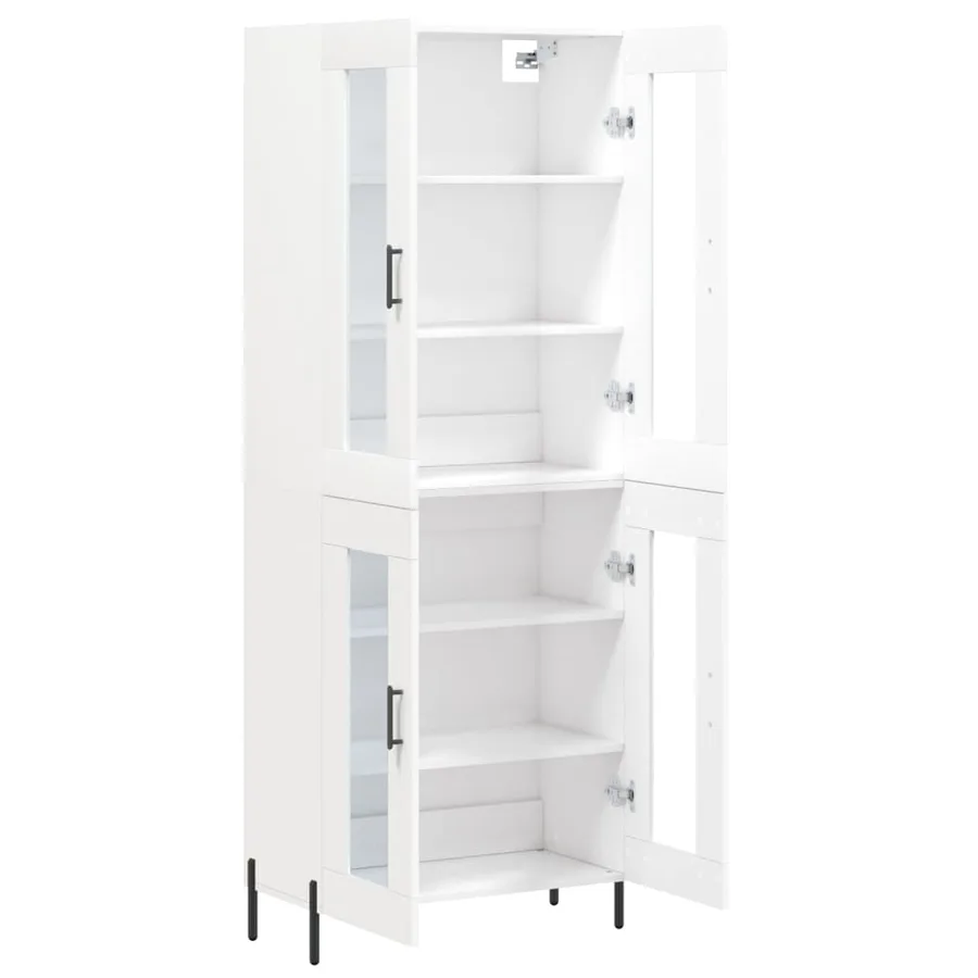 Buffet haut Blanc 69,5x34x180 cm Bois d'ingénierie - 4