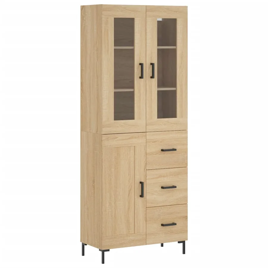 Buffet haut Chêne sonoma 69,5x34x180 cm Bois d'ingénierie - 2