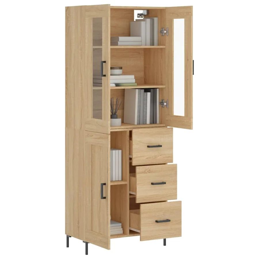 Buffet haut Chêne sonoma 69,5x34x180 cm Bois d'ingénierie - 3