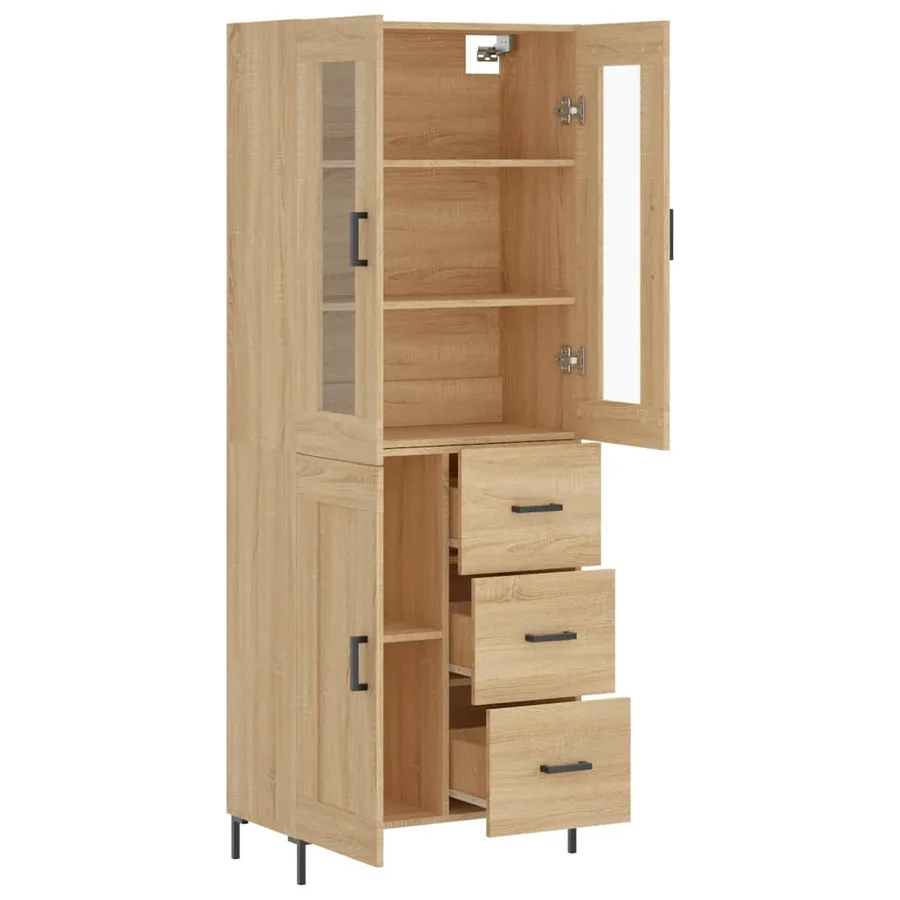 Buffet haut Chêne sonoma 69,5x34x180 cm Bois d'ingénierie - 4