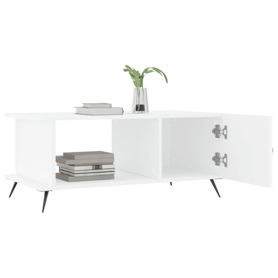 Table basse blanc 90x50x40 cm bois d'ingénierie - 4