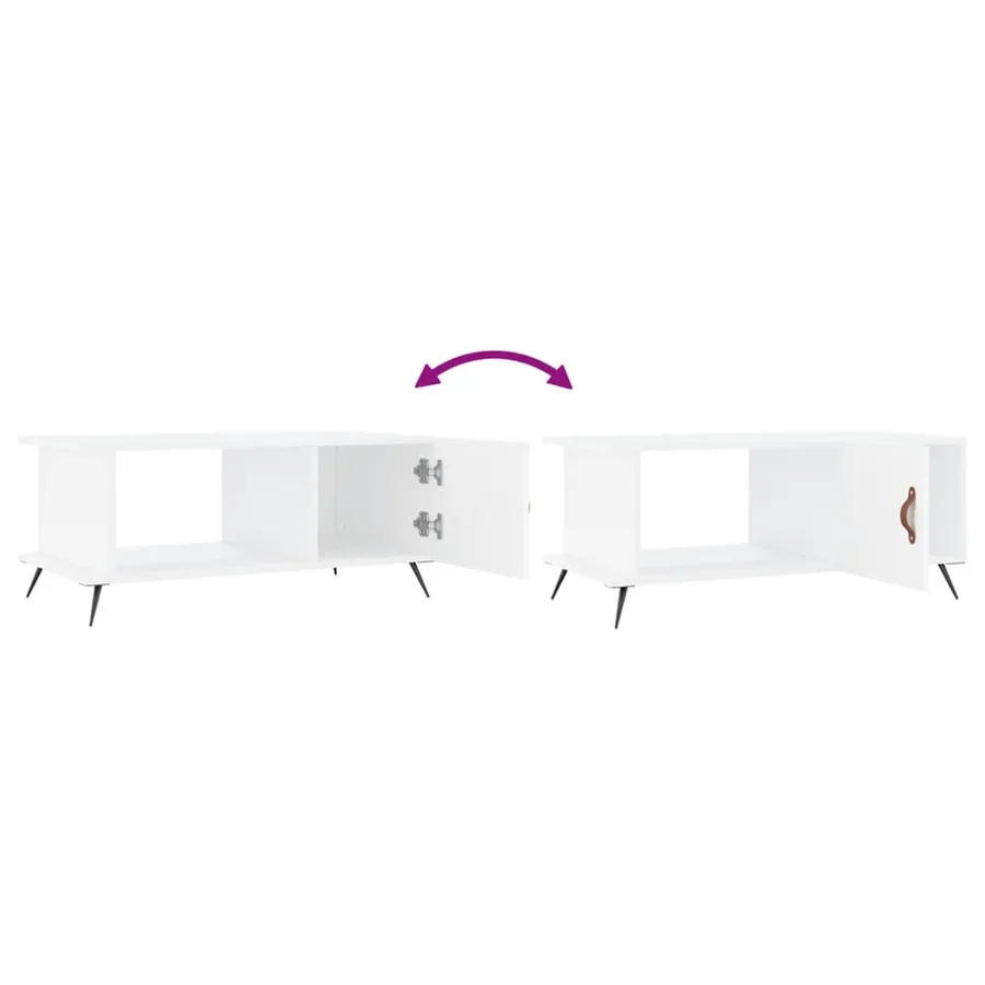 Table basse blanc 90x50x40 cm bois d'ingénierie - 8