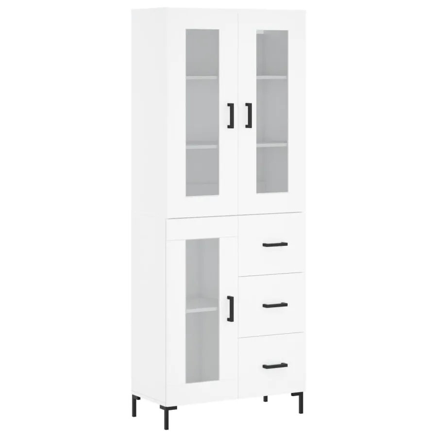 Buffet haut Blanc 69,5x34x180 cm Bois d'ingénierie - 2