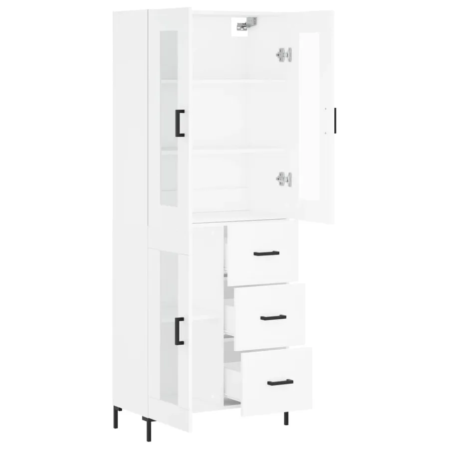 Buffet haut Blanc 69,5x34x180 cm Bois d'ingénierie - 4