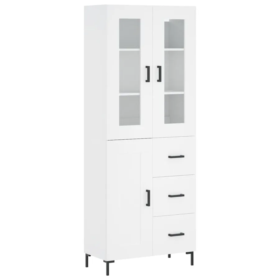 Buffet haut Blanc 69,5x34x180 cm Bois d'ingénierie - 2