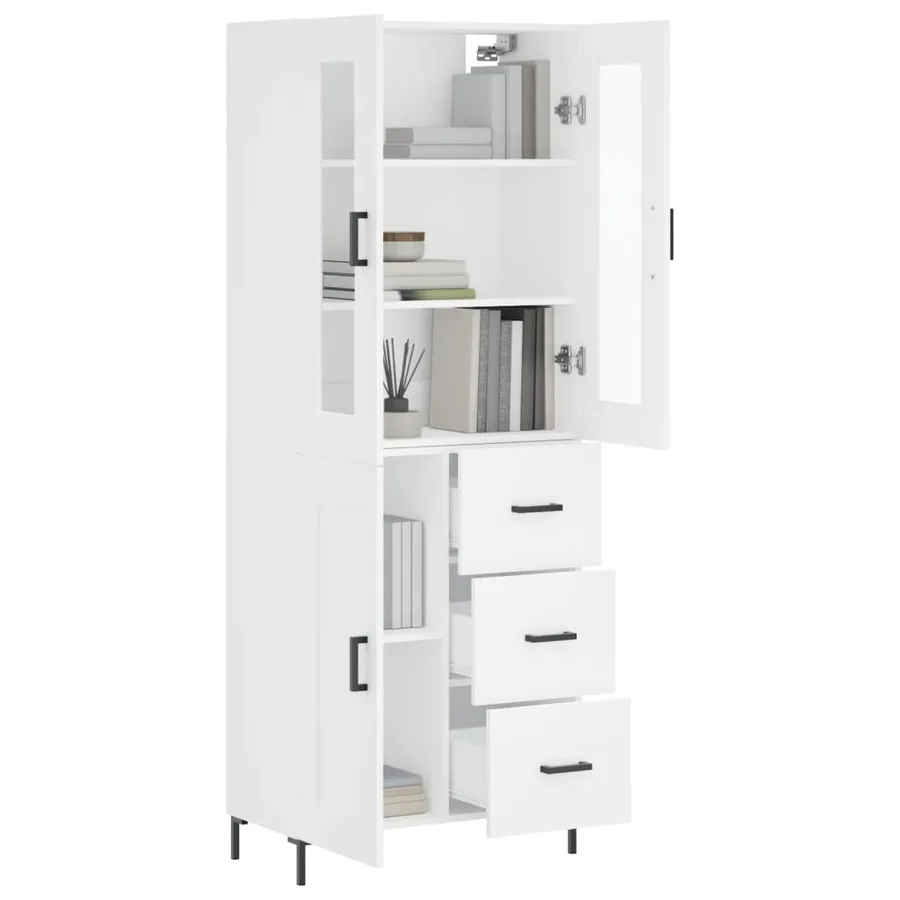 Buffet haut Blanc 69,5x34x180 cm Bois d'ingénierie - 3