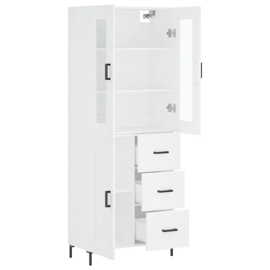 Buffet haut Blanc 69,5x34x180 cm Bois d'ingénierie - 4