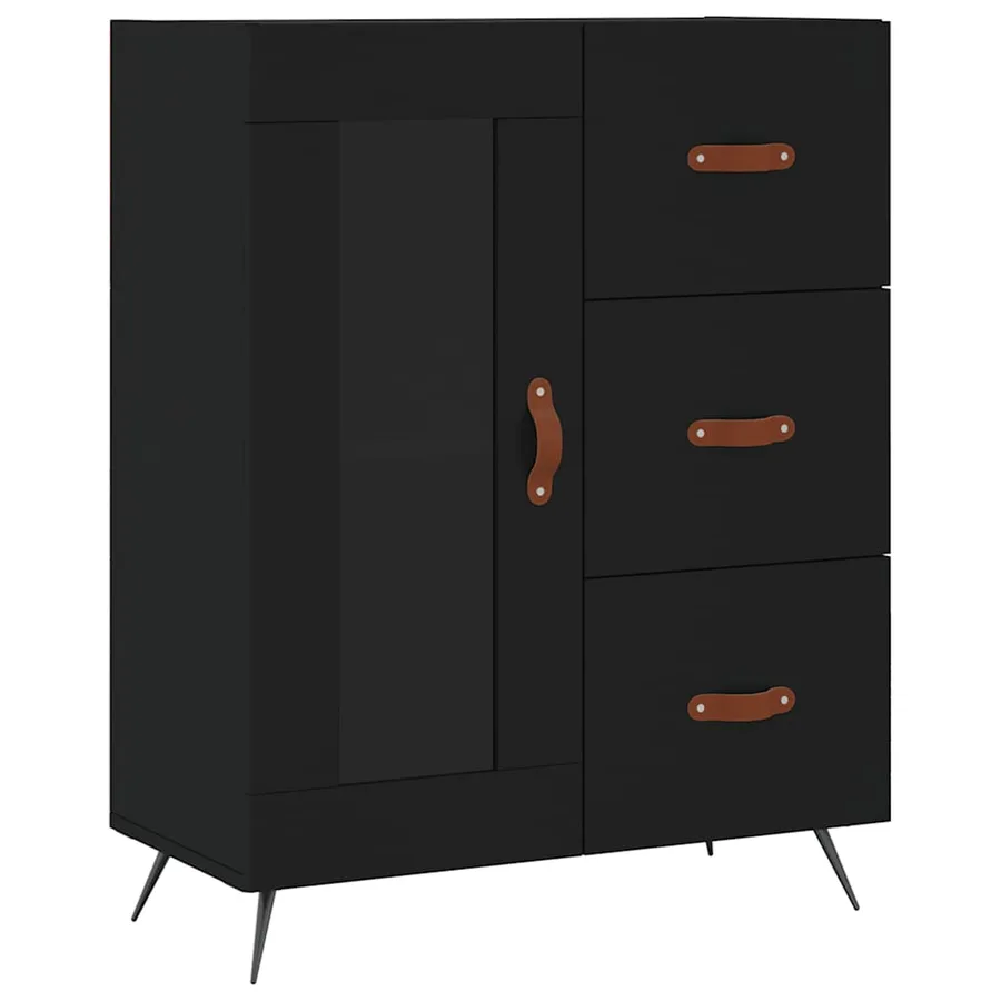 Buffet haut Noir 69,5x34x180 cm Bois d'ingénierie - 7