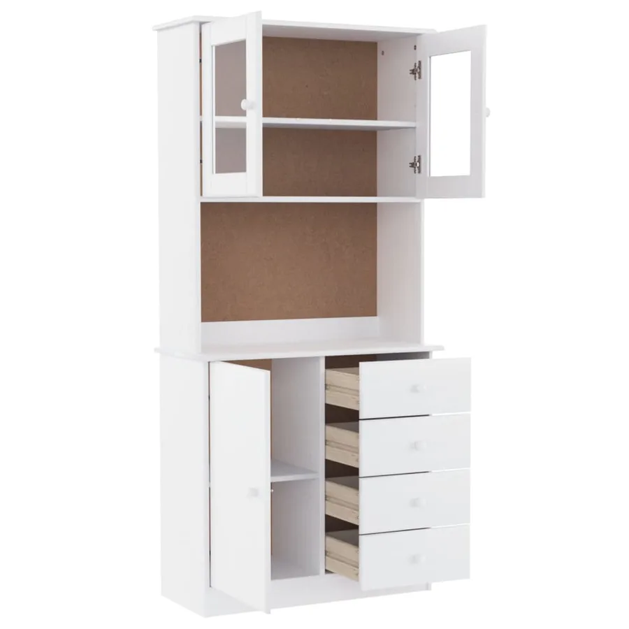 Buffet ALTA blanc 77x35x165 cm bois massif de pin - 4