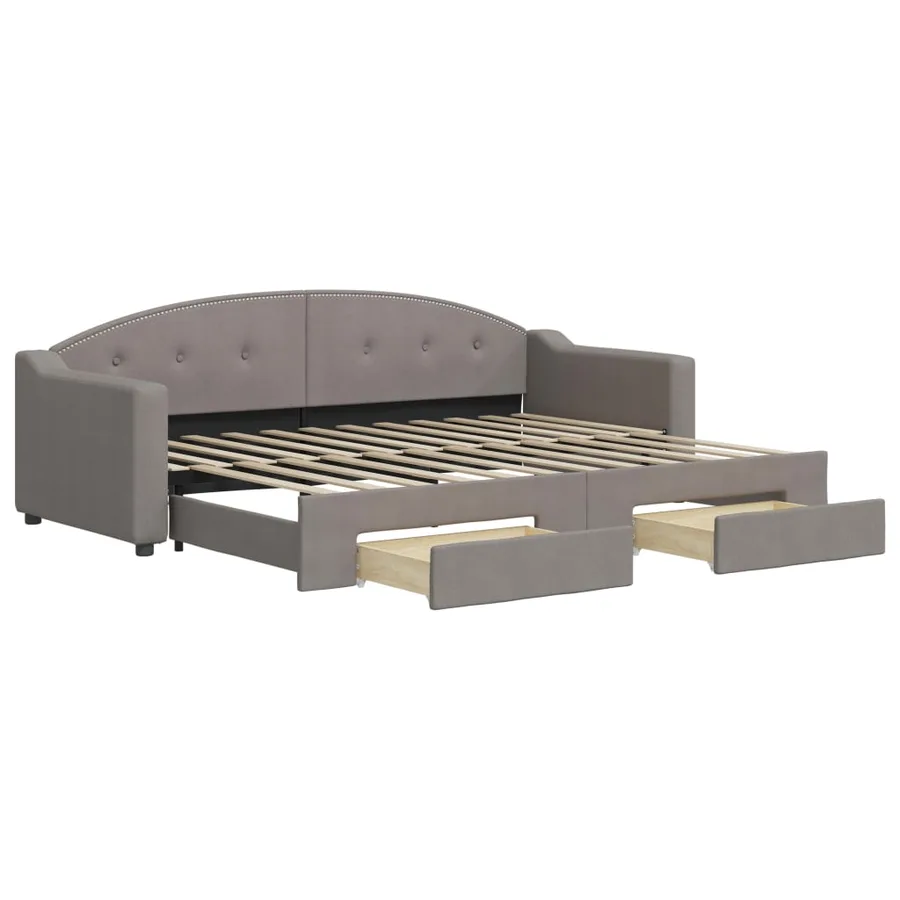 Lit de jour avec gigogne et tiroirs sans matelas taupe 80x200cm - 2