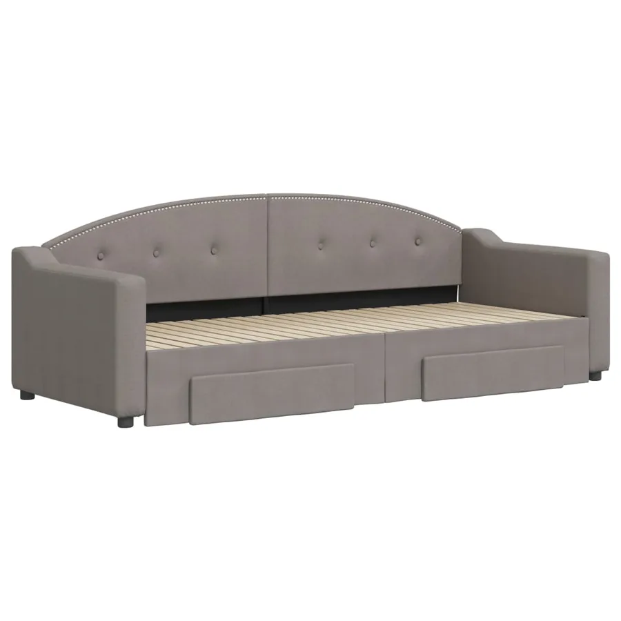 Lit de jour avec gigogne et tiroirs sans matelas taupe 80x200cm - 3