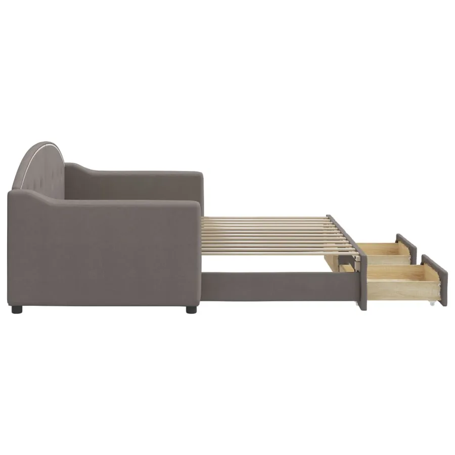 Lit de jour avec gigogne et tiroirs sans matelas taupe 80x200cm - 4