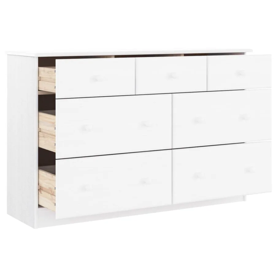 Commode ALTA blanc 112x35x73 cm bois massif de pin - 3