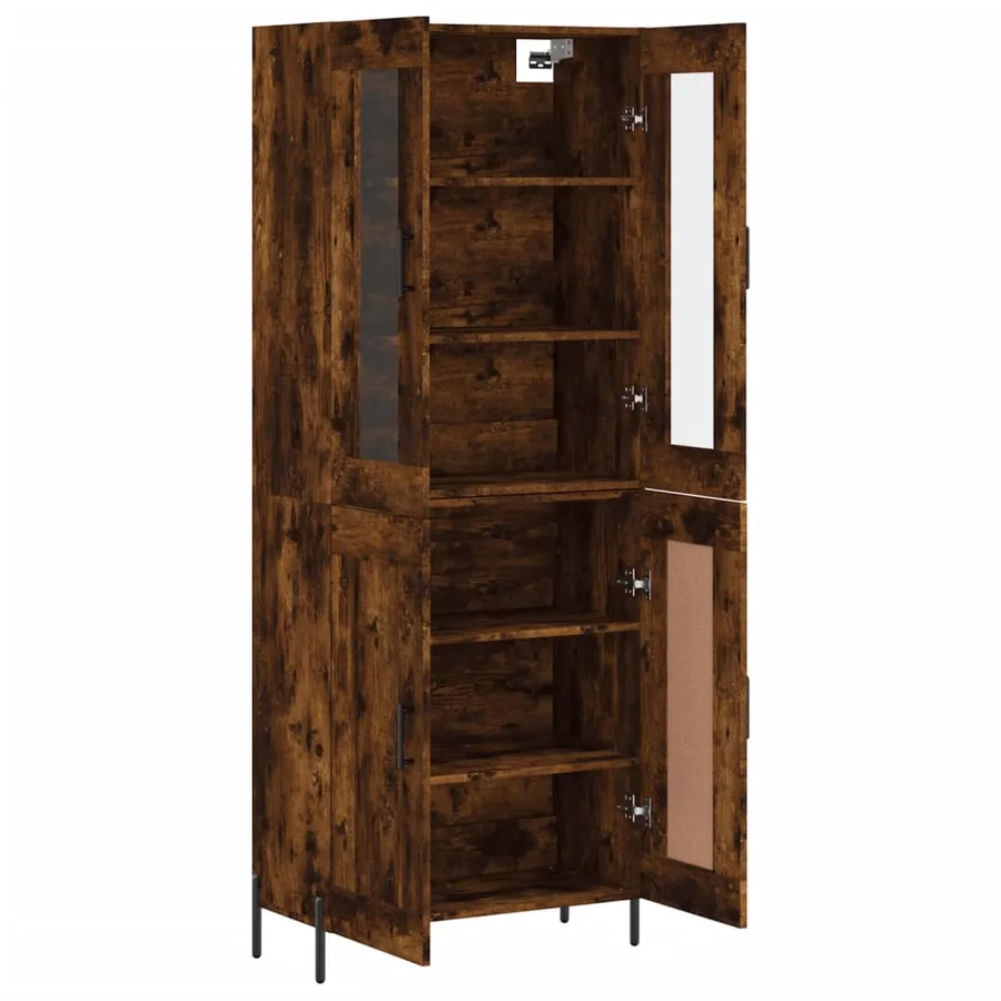 Buffet haut Chêne fumé 69,5x34x180 cm Bois d'ingénierie - 4
