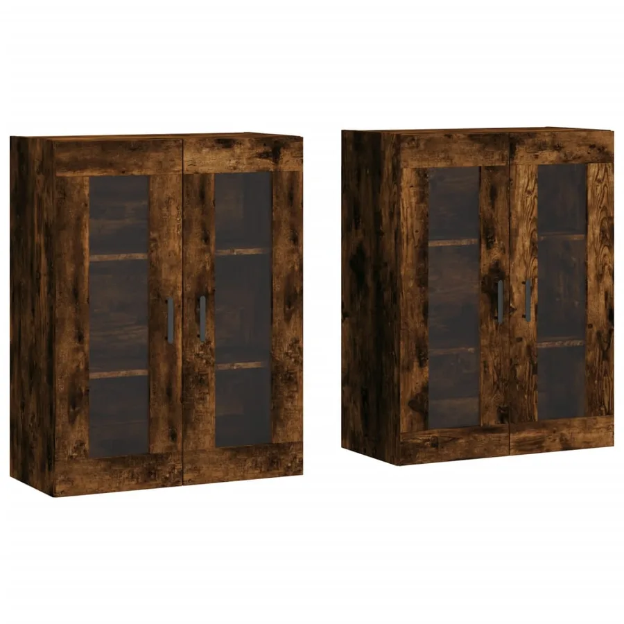 Armoires murales 2 pcs chêne fumé bois d'ingénierie - 2