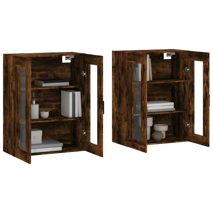 Armoires murales 2 pcs chêne fumé bois d'ingénierie - 3