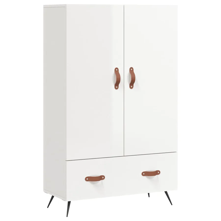 Buffet haut blanc brillant 69,5x31x115 cm bois d'ingénierie - 2