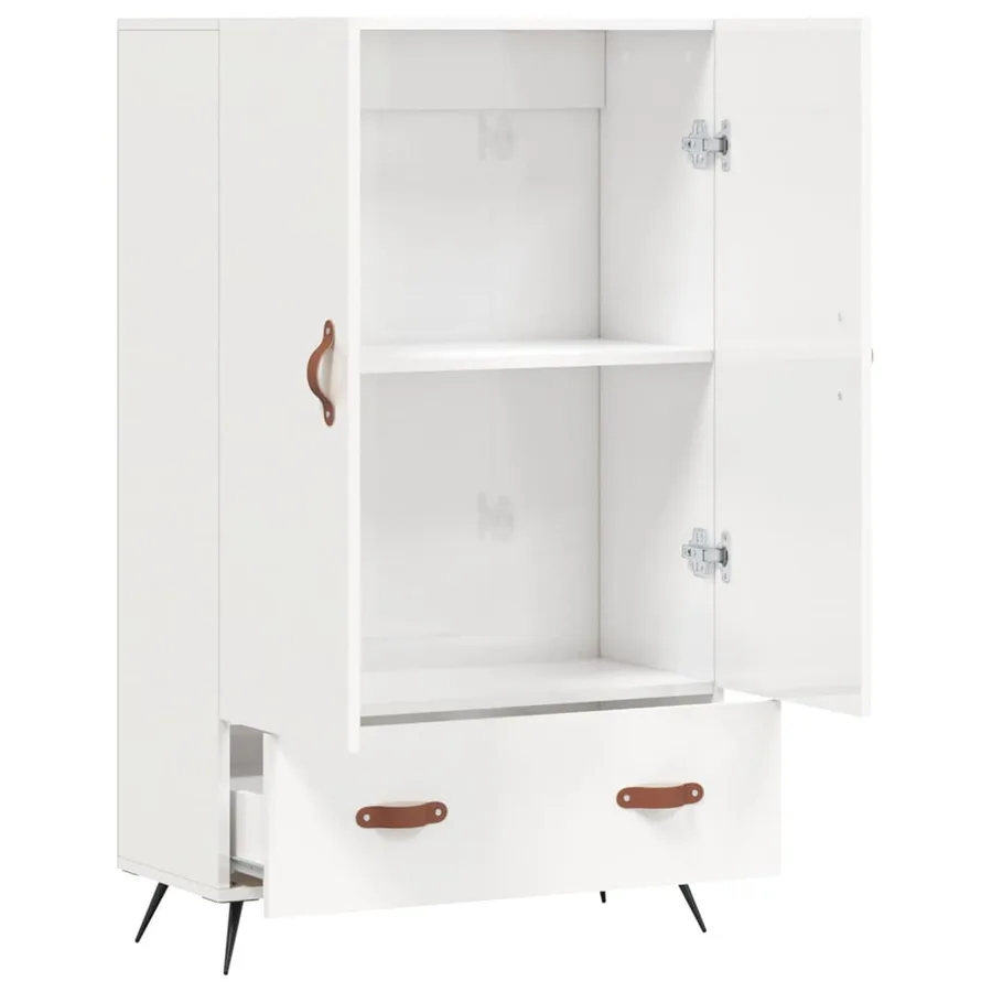 Buffet haut blanc brillant 69,5x31x115 cm bois d'ingénierie - 5