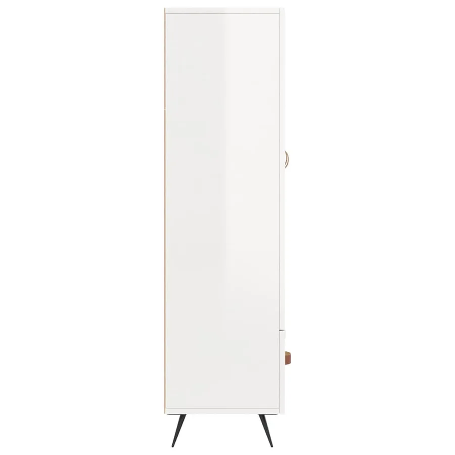 Buffet haut blanc brillant 69,5x31x115 cm bois d'ingénierie - 7