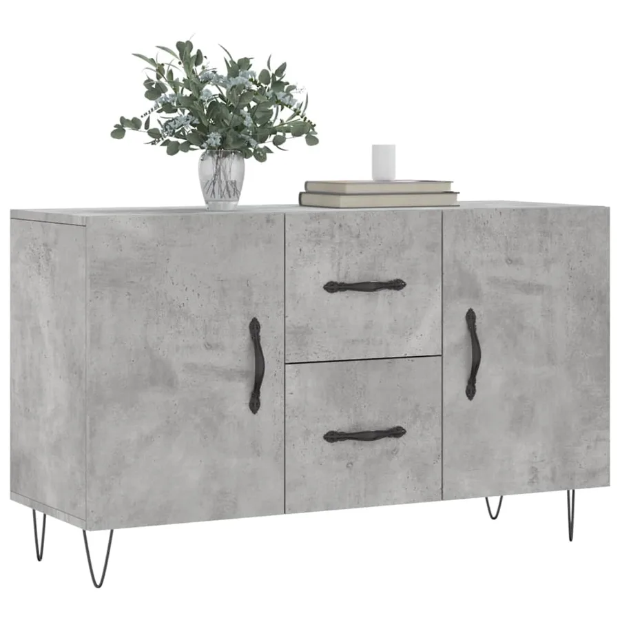 Buffet gris béton 100x36x60 cm bois d'ingénierie - 3