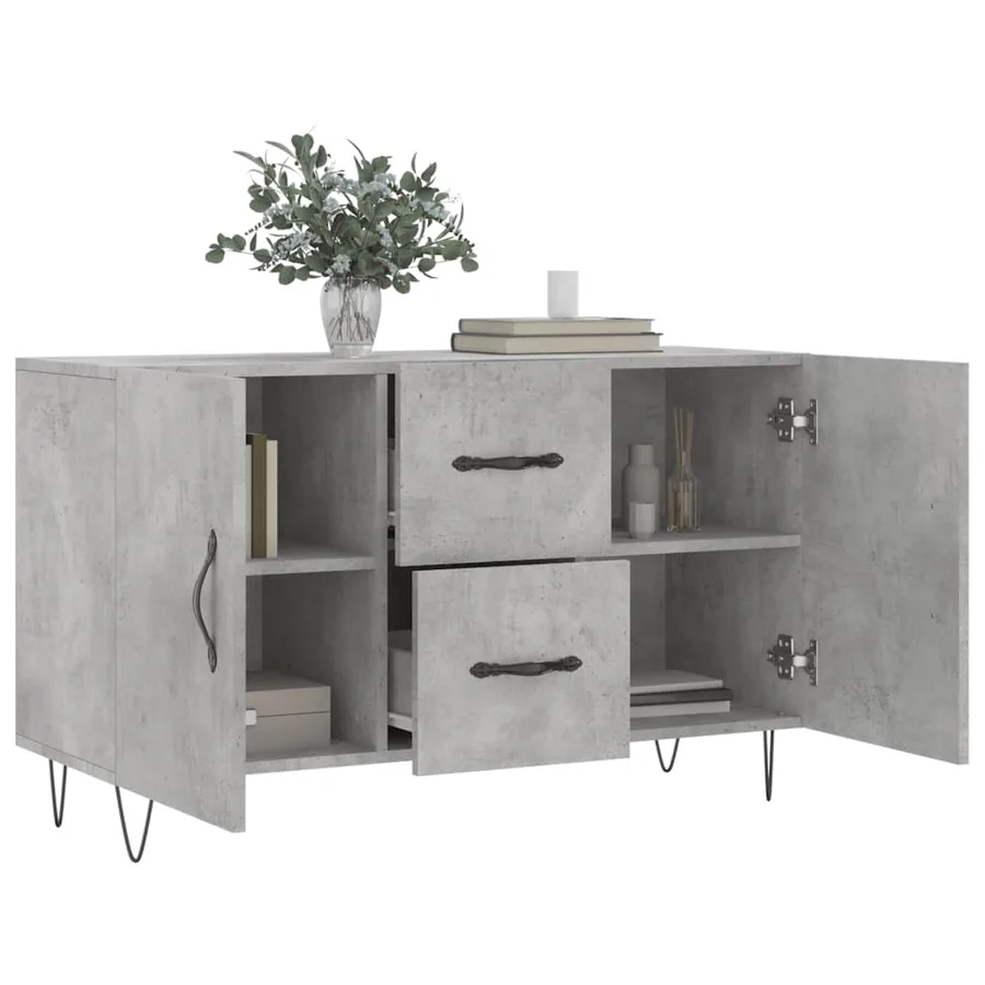 Buffet gris béton 100x36x60 cm bois d'ingénierie - 4