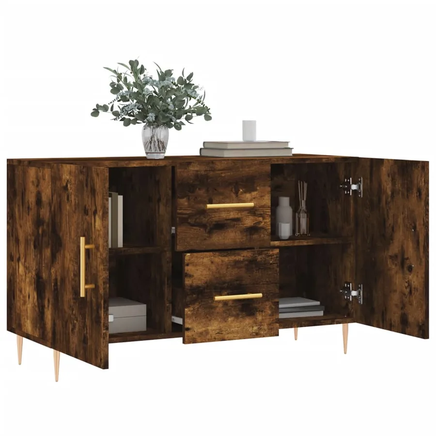 Buffet chêne fumé 100x36x60 cm bois d'ingénierie - 4