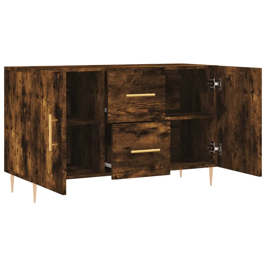 Buffet chêne fumé 100x36x60 cm bois d'ingénierie - 5