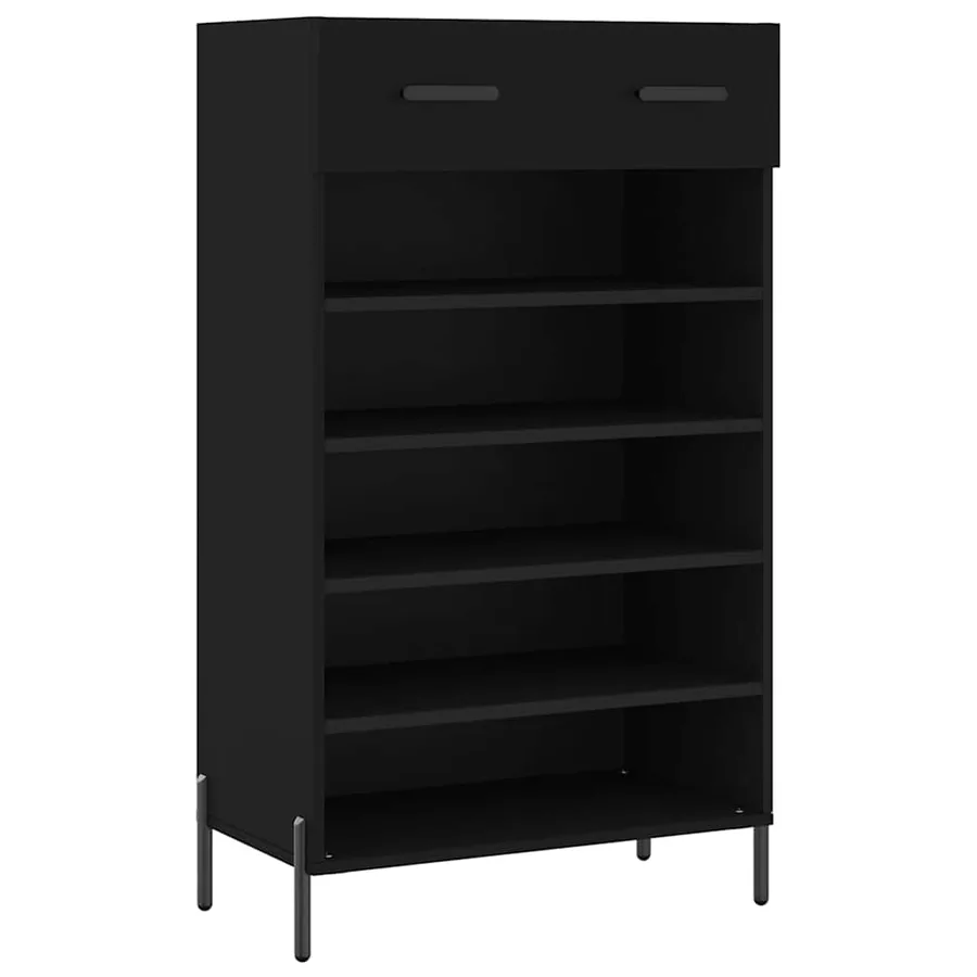 Armoire à chaussures noir 60x35x105 cm bois d'ingénierie - 2