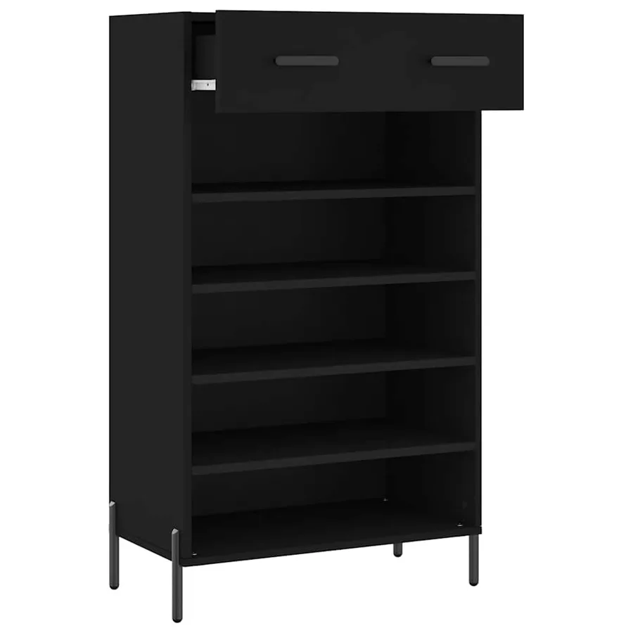 Armoire à chaussures noir 60x35x105 cm bois d'ingénierie - 5