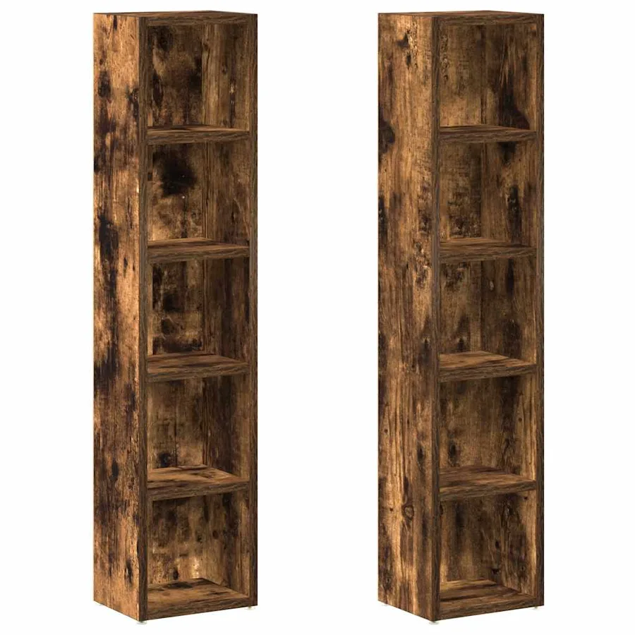 Armoires à CD 2 pcs Chêne fumé 21x16x93,5 cm Bois d'ingénierie - 2